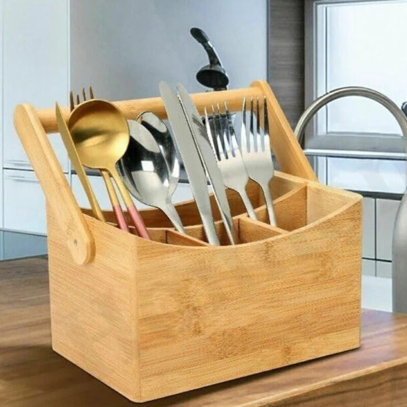 Mondul Bamboo Organizer 4 Compartment Storage - Image 2
